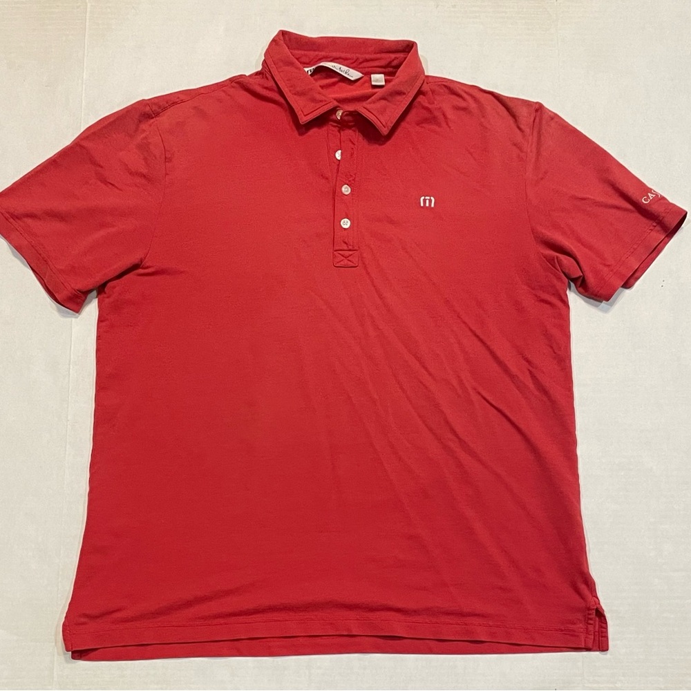 Travis Mathew Red Knit Polo Cascata Golf Club Shirt Sleeve Shirt Men’s Sz XL
